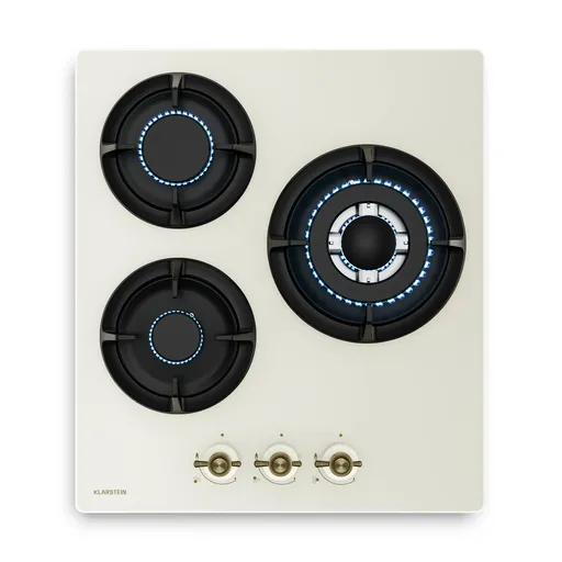 Klarstein Victoria plynová varná deska | 3 hliníkové hořáky | kompatibilní se zemním plynem a LPG | 6050 W | 45 cm