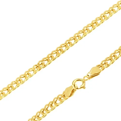 Řetízek ze žlutého 14K zlata - blyštivá širší elipsovitá očka, 500 mm