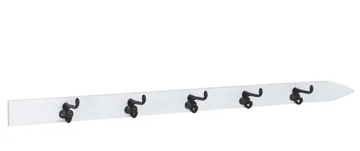 Bílý nástěnný věšák ve tvaru lyže s 5ti háčky - 102*10*6 cm 37114