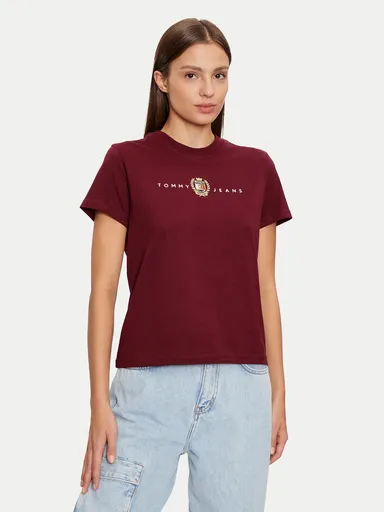 Tommy Jeans dámské vínové tričko DW0DW18795 XS