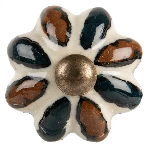 Béžovo-hnědá keramická úchytka květina - Ø 3*3 cm / S4 cm 66053