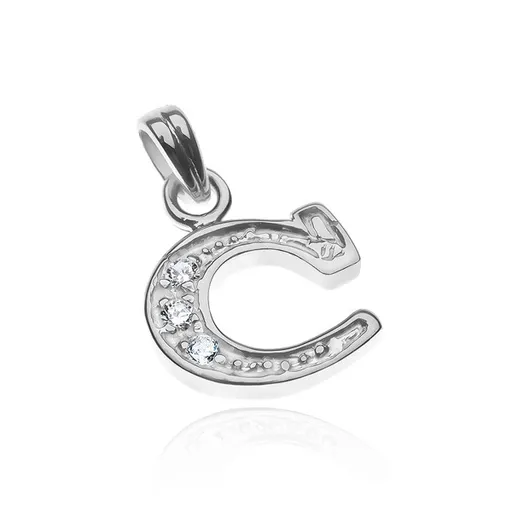 Přívěsek ze stříbra 925 - tvar tiskacího C, zirkony v obloučku