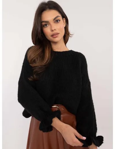 Černý oversize svetr ze směsi vlny