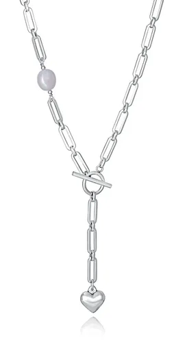 Viceroy Výrazný ocelový náhrdelník s pravou perlou Chic 14205C01000