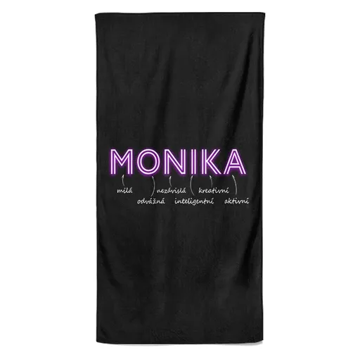 Osuška Ženská jména – NEON (Jméno: Monika, Velikost osušky: 100x170cm)