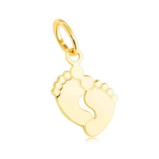 Přívěsek ze žlutého 585 zlata - spojené malé otisky nohou, vysoce lesklý povrch