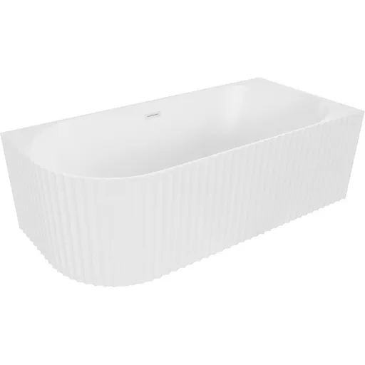 MEXEN/S Gia volně stojící rohová vana reliéf pravá 150 x 75, bílá mat, sifon a přepad bílá 52701507501P-20