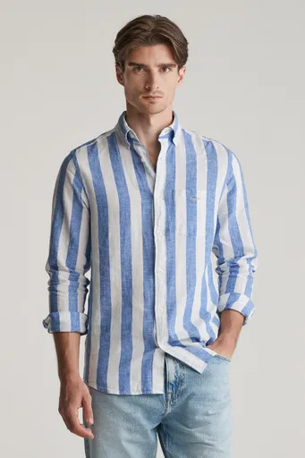 KOŠILE GANT REG COTTON LINEN BOLD STRIPE SHIRT RICH BLUE