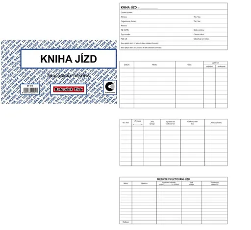 Tiskopis Kniha jízd firem. a soukr. vozidla 1/3 A4 24 stran BALOUŠEK