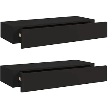 Shumee Nástěnné se zásuvkami 2 ks černé 60×23,5×10 cm MDF, 330258 (330258)