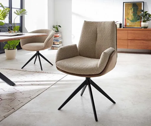 Jídelní židle Clea-Flex béžová křížová podnož široká černá 360°