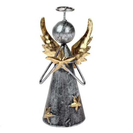 Kovový dekorativní andílek s hvězdou, 12,5 cm