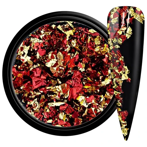 Zdobící vločky - Foil Flakes Red Gold