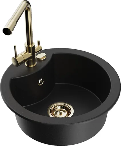 MEXEN/S Diego granitový dřez včetně baterie Duero, černá 6512-77-671600-50