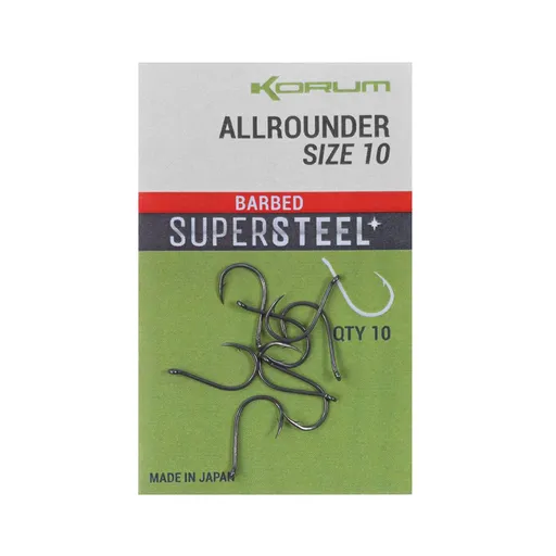 Korum Háčky Supersteel Allrounder Hooks Barbed 10ks - vel. 10,Korum Háčky Supersteel Allrounder Hooks Barbed 10ks - vel. 10