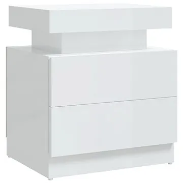 SHUMEE Noční stolek bílý s vysokým leskem 45 × 35 × 52 cm dřevotříska, 326855 (326855)