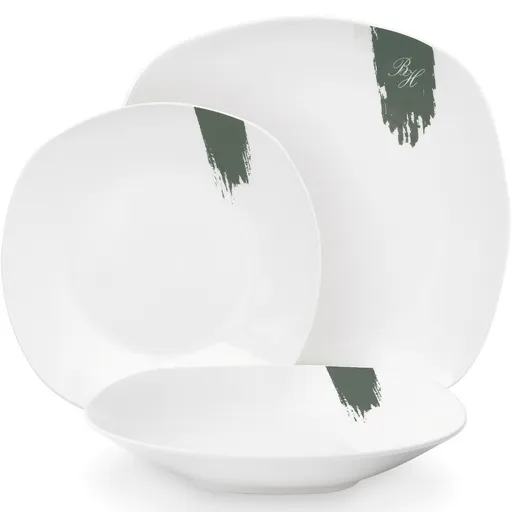 BerlingerHaus 18dílná sada talířů Matte Green, bílá-zelená