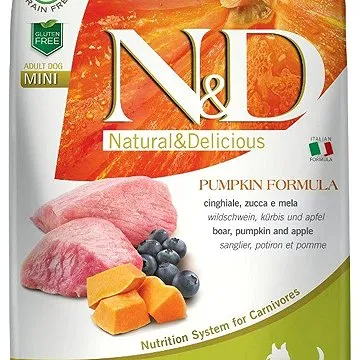 N&D PUMPKIN grain free dog adult mini boar & apple 7 kg (8010276033659)