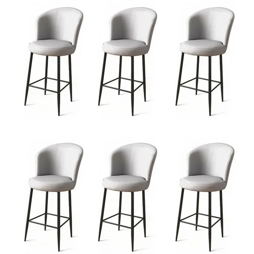 Sada barových židlí Uras Grey and Black, 6 ks, 6 ks