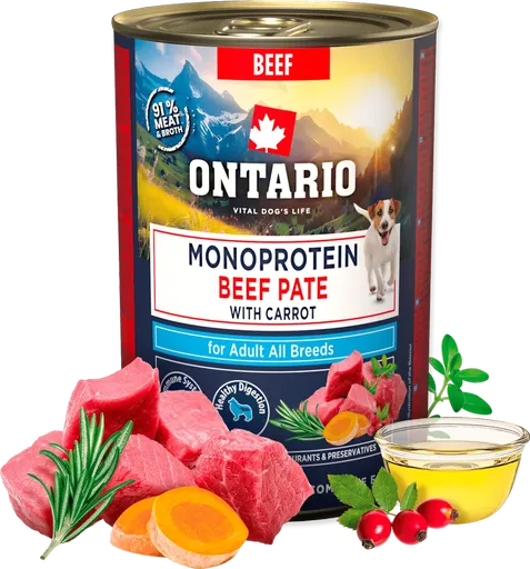 Konzerva Ontario Adult Monoprotein hovězí pate s mrkví 400g