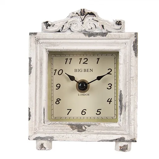 Béžové antik dřevěné hodiny Big Ben - 10*6*14 cm / 1*AA Clayre & Eef