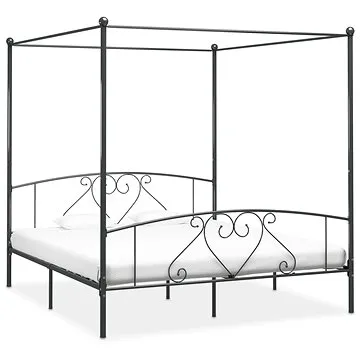 Postel s nebesy šedá kovová 180x200 cm (284445)