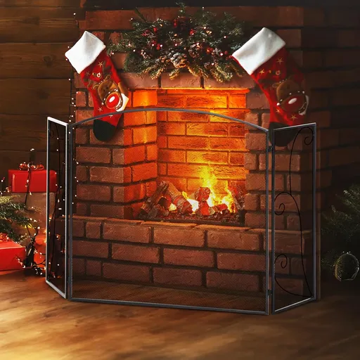 HOMCOM Zábrana ke krbu, zdobená