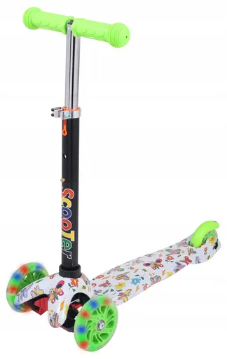 Koloběžka tříkolová MINI SCOOTER se svítícími kolečky, Motýlci