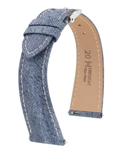 Řemínek Hirsch Fibre Plant - světle modrý - 21 mm - L – Standardní délka (doporučujeme) - 18 mm - Stříbrná