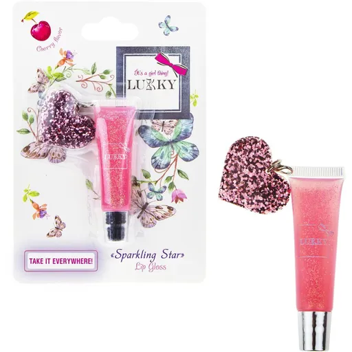 LUKKY třpytivý lesk na rty s přívěškem třešňová příchuť