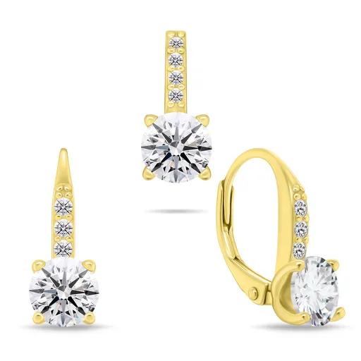 Brilio Silver Elegantní pozlacený set šperků se zirkony SET274Y (přívěsek, náušnice)