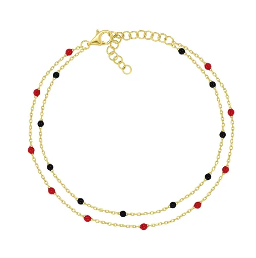 Brilio Silver Dvojitý pozlacený náramek s korálky BRC230YBCR