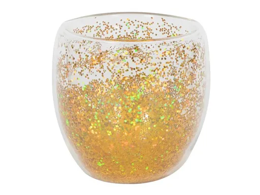 HIT Sklenice s dvojitým sklem 250ml zlaté konfety