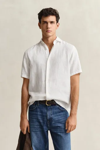 KOŠILE GANT REG LINEN SS SHIRT WHITE