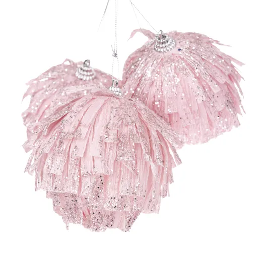 Sada vánočních ozdob Pink Elegance, 3 ks, pr. 8 cm