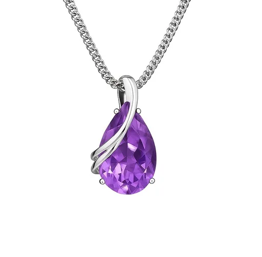 Silver Cat Stříbrný náhrdelník s ametystem Colored stones SC588 (řetízek, přívěsek)