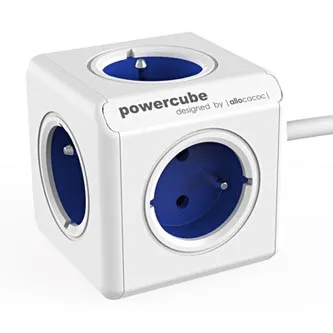 Síťový kabel 230V prodlužovací, CEE7 (vidlice) - POWERCUBE, 1.5m, EXTENDED, modrý, POWERCUBE, 5 zásuvek, dětské pojistka