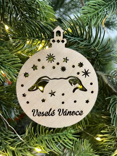 Vsepropejska Vánoční baňka s chrtem – ozdoba na stromeček Typ: Baňka 7
