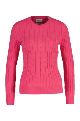 SVETR GANT STRETCH COTTON CABLE C-NECK BRIGHT FUSCHIA