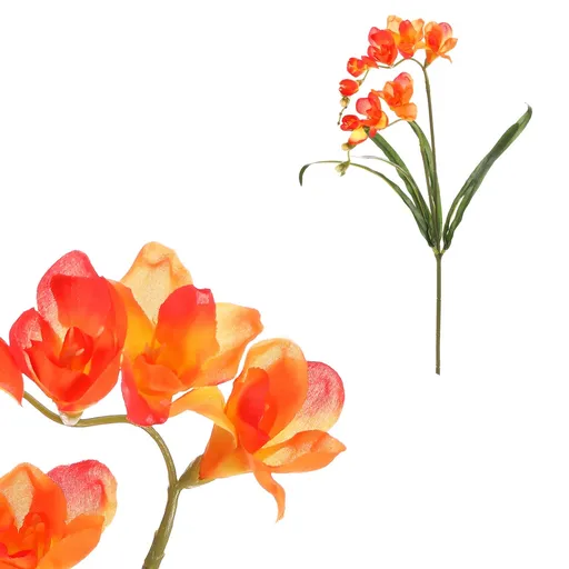 Umělá květina Frézie, oranžová, 15 x 5 x 60 cm