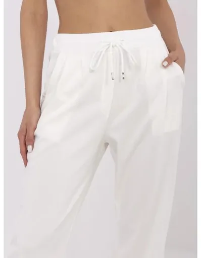 Ecru basic tepláky se záložkami