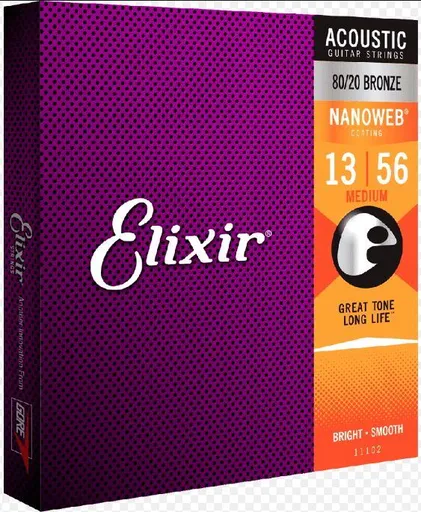 Elixir Acoustic 80/20 Bronze Nanoweb tvrdost 013/056