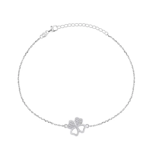 Brilio Silver Stříbrný náramek Čtyřlístek se zirkony BRC69W