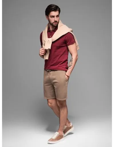 Pánské bavlněné teplákové šortky BASIC - tmavě modré V1 OM-SRBS-0149