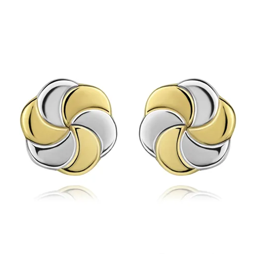 Zlaté náušnice 14K dvoubarevné s lesklým povrchem ve tvaru vrtulek