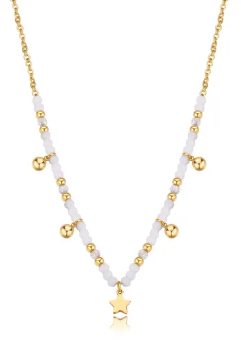 S'Agapõ Pozlacený korálkový náhrdelník s přívěsky Hvězdička Glint SGI04