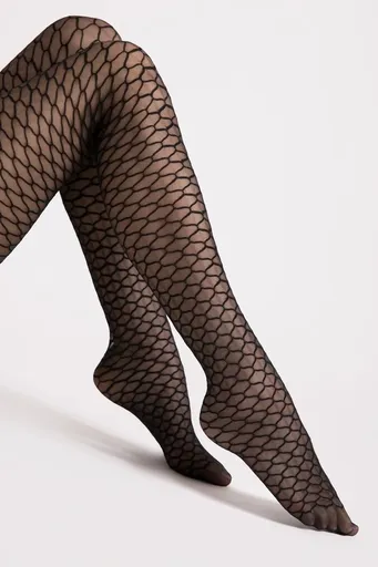 Černé vzorované punčochy Darla 20 den