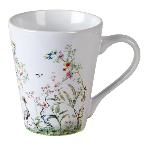 Květovaný hrneček s jeřábem královským - Ø 9*10 cm / 300 ml BIPMU