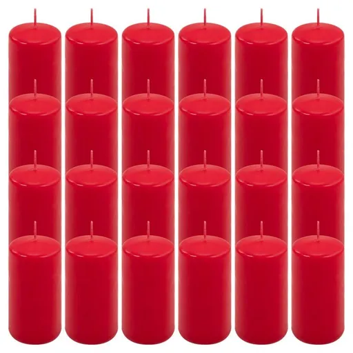 Červená parafínová svíčka 10 cm, 20 h hoření, sada 24 ks