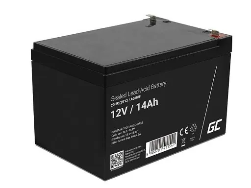 Green Cell AGM VRLA 12V 14Ah maintenance-free battery for the alarm system, cash register, toys